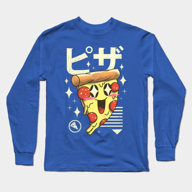 Kawaii Pizza Long Sleeve T-Shirt by Vincent Trinidad Art